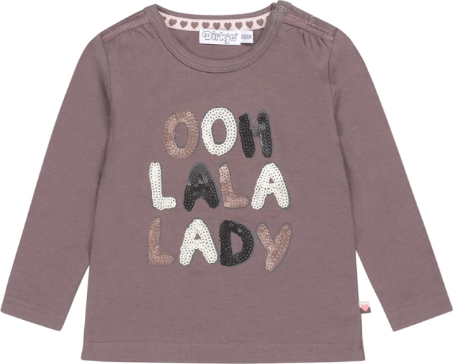 Dirkje dekliška majica z dolgimi rokavi ooh la la lady sivorjava