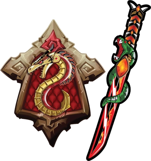 Pena samurajski meč in ščit – zmaj in kača, komplet za otroke