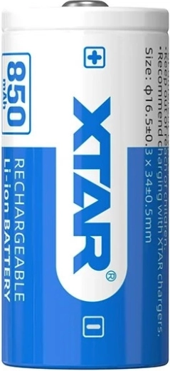 Xtar Li-ion akumulator 16340 / R-CR123 3,7 V 850 mAh z zaščito - 1 kos