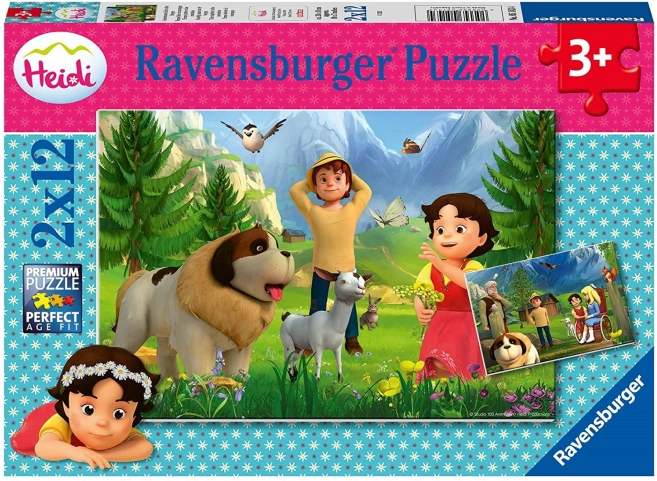 Sestavljanka RAVENSBURGER Heidi – skupni čas v gorah 2×12 koščkov
