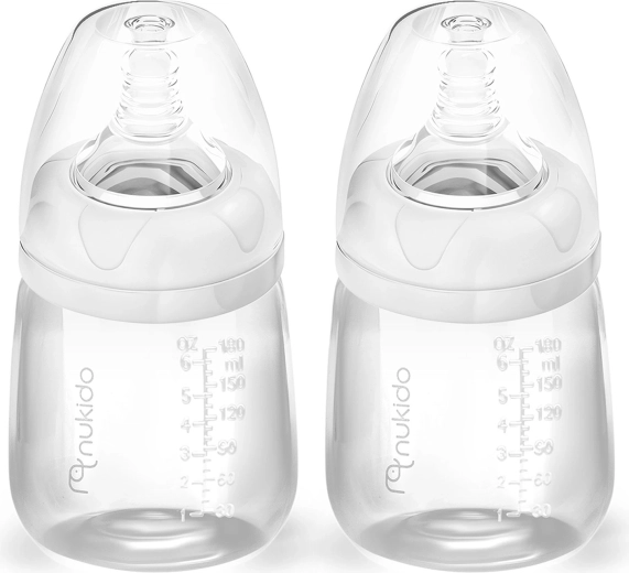 Nukido otroške stekleničke iz PP z dinamičnima cucljema, 180 ml – 2 kosa