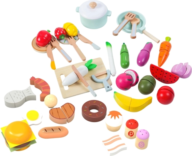 2Kids Toys leseni set živil za otroško kuhinjo (42 delov)