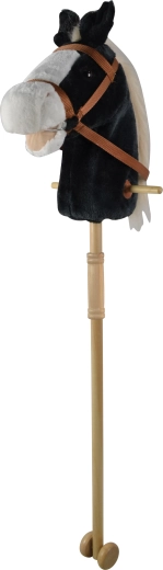 Črn konj na palici z zvoki, 95 cm