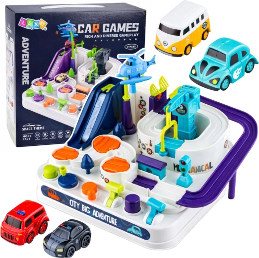 Interaktivni mestni ovirni avtomobilski set s parkiriščem in 4 avtomobilčki