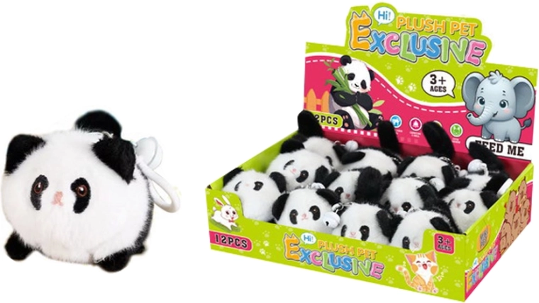 Plišast obesek panda z navijanjem in zvončkom – 1 kos