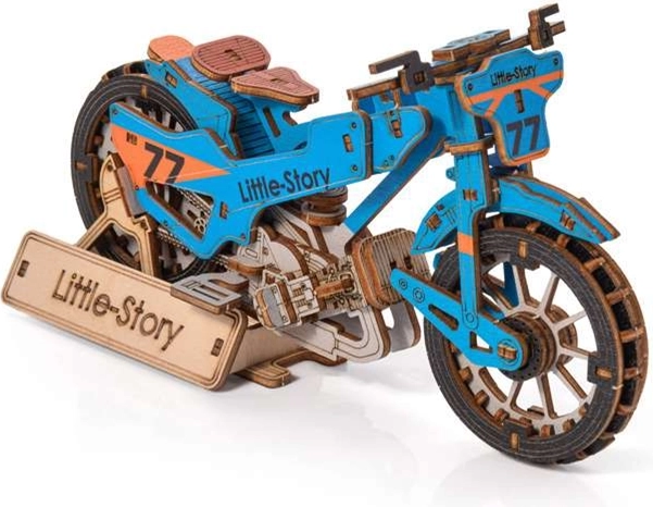 Little Story 3D lesena sestavljanka Speedway Bike modra