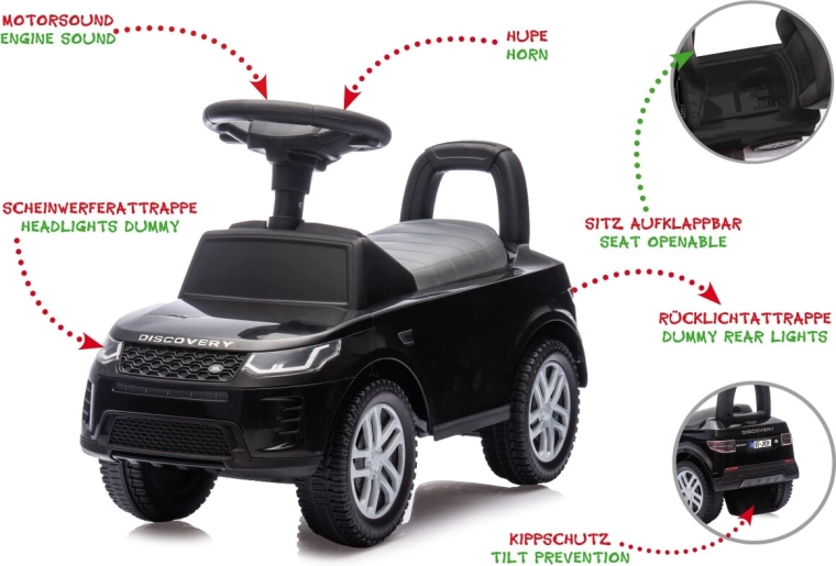 Otroško poganjalno vozilo in hojica Land Rover Discovery črna 2 v 1