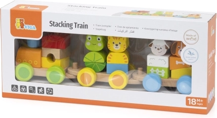 Wooden buildable train with farm animals