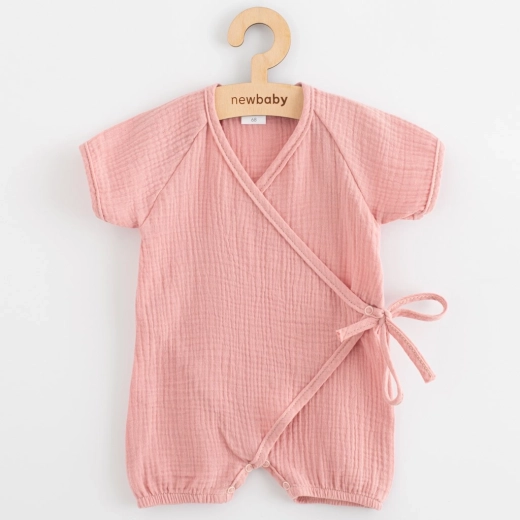 Dojenčkov poletni muslin pajac New Baby roza