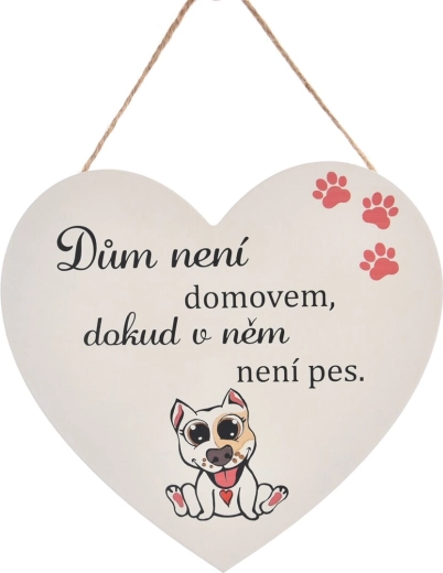 Lesena tabla v obliki srca Dog home