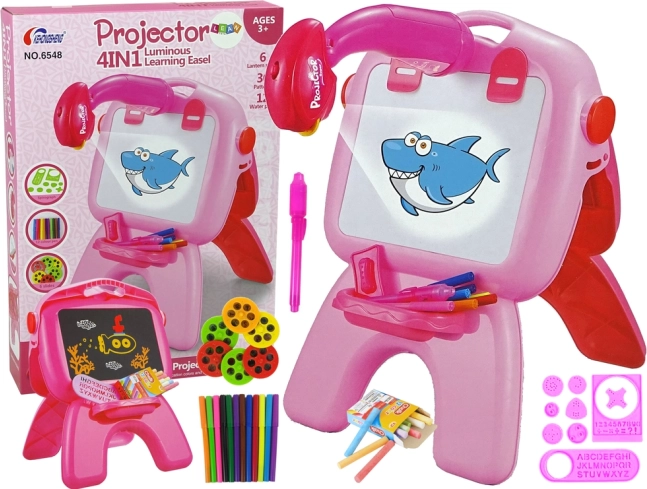 Dvostranska risalna tabla s projektorjem – rožnata