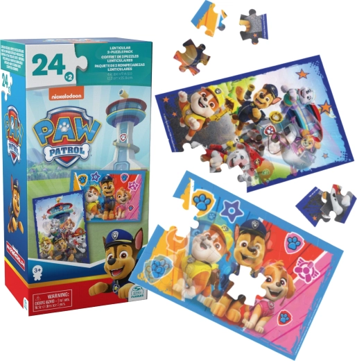 Sestavljanka PAW PATROL 3D lentikularna – komplet 2 slik, 24 koščkov