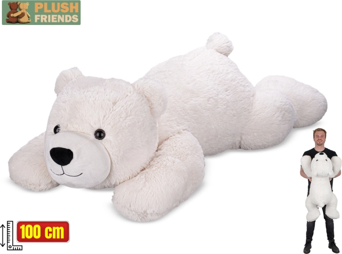 Plišasti polarni medved Plush Friends 100 cm – ležeči crkljivi prijatelj