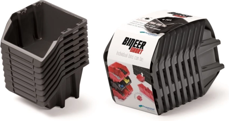 Set shranjevalnih škatel Bineer Short, 8 kosov, 206 × 118 × 144 mm, črna