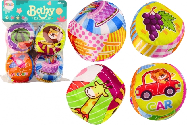 Mehke barvne izobraževalne ropotuljice – žogice 4 ks. Set