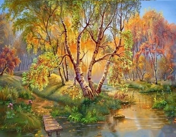 NORIMPEX Slikanje po številkah Breze ob potoku 40 × 50 cm