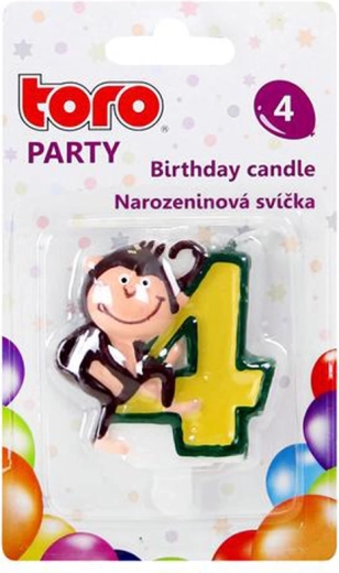 Tortna svečka številka 4 z opičko TORO
