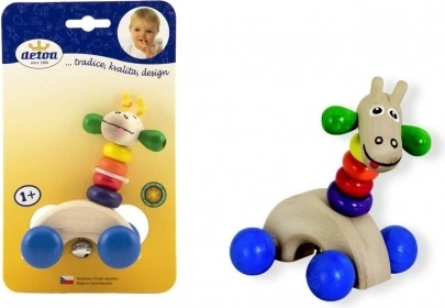 Detoa lesena žirafa na kolesih