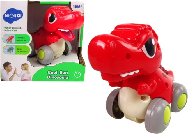 Rdeči dinozaver na kolescih T‑Rex – vlečna/frikcijska igrača za najmlajše