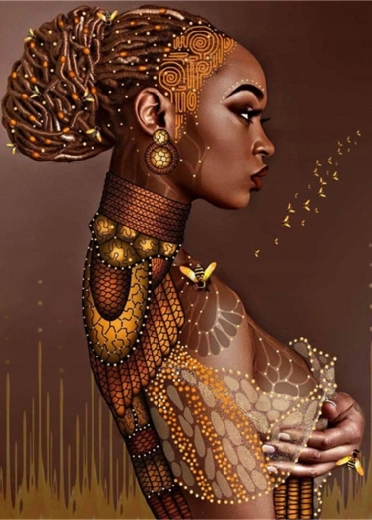 Diamantno slikanje – ženska z figo 30 × 40 cm