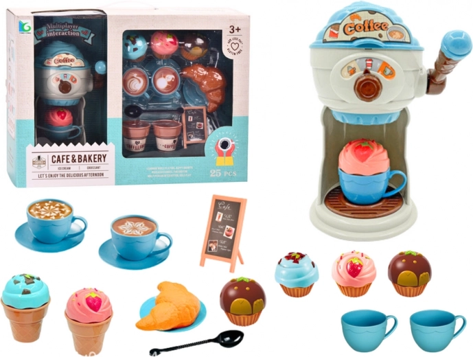 Sladke dobrote kavarniške kavarne z nesmrznem sladoledom, skodelicami in mafini