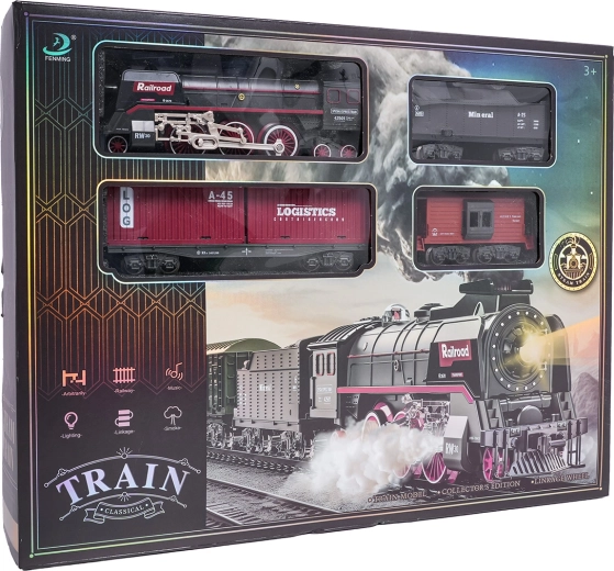 Retro vlak s svetlobnimi učinki, zvoki in dimom 138 cm
