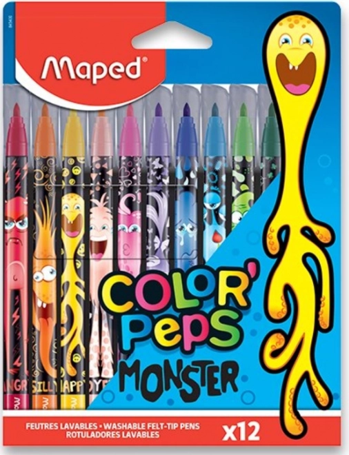 Flomastri MAPED Color'Peps Monster, set 12 barv