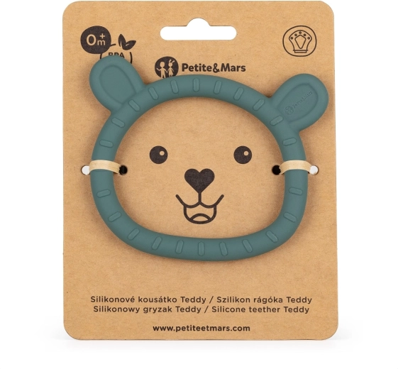 Silikonsko grizalo Petite&Mars teddy misty green
