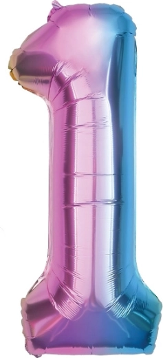 Mavrični folijski balon številka 1, 85 cm