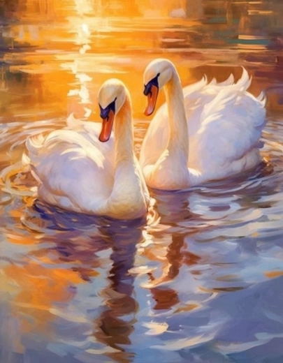 Norimpex diamond painting white swans 30 × 40 cm