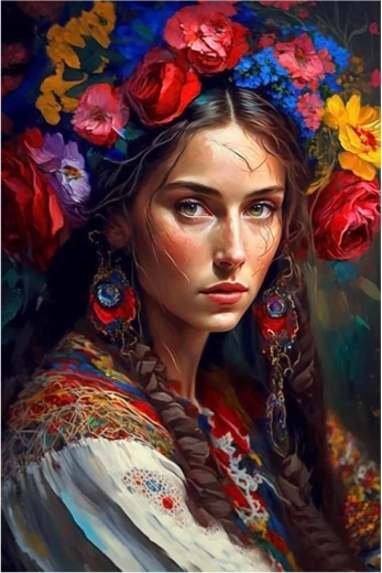 Diamantno slikanje – slovanska ženska 30 × 40 cm