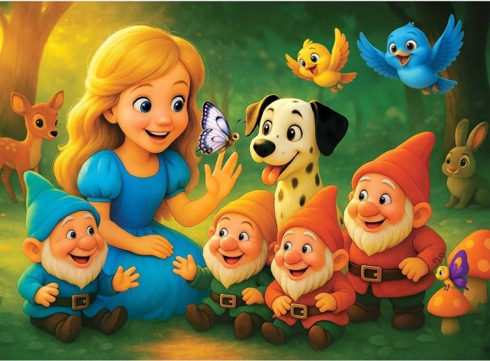 Lesene sestavljanke princesa in palčki 40 kosov WOODEN CITY