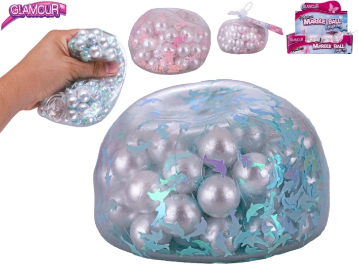 Antistresna glamurozna žogica s hrustljavimi kroglicami 9,5 cm
