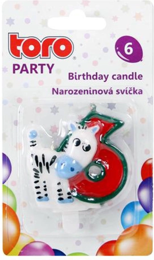 Torta svečka številka 6 s konjičkom TORO, 5 cm, za zapičiti