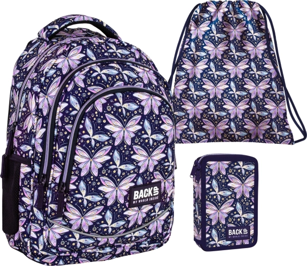 BackUP Fairies school set 3-in-1 – backpack, filled pencil case and gym/PE bag