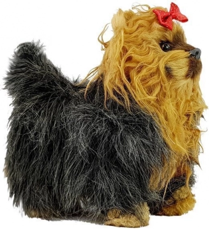 Interaktivni plišasti kužek york – premika se in laja, rjavo‑črn