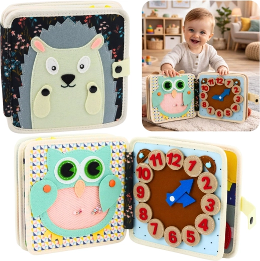 Tekstilna senzorična knjižica iz filca Ježek – tiha knjiga za najmlajše