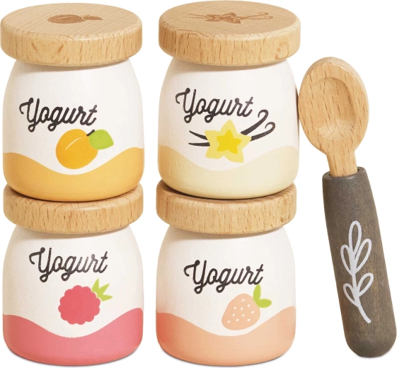 Le Toy Van wooden play yogurts with spoon