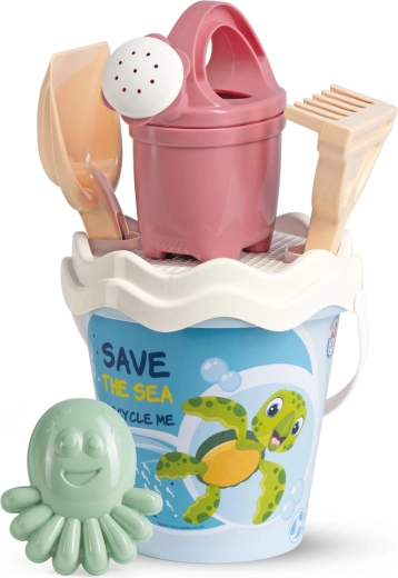 Androni recikliran pasteln komplet za pesek Ocean s kanglico – srednji, 6-delni