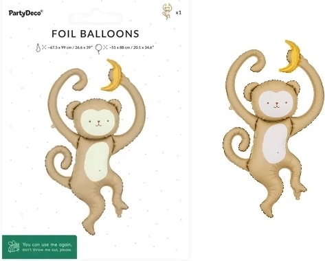 Folijski balon opica mix 51 × 88 cm