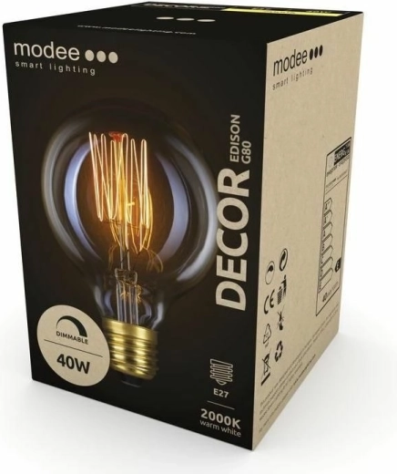 Modee Smart dekorativna žarnica Edison G80 E27 40 W ekstra toplo bela