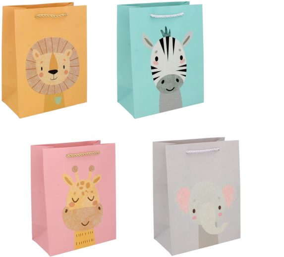 Barvita darilna vrečka z živalicami 23 × 18 × 10 cm