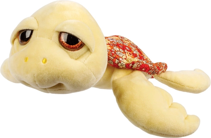 Soft plush turtle with a retro floral shell