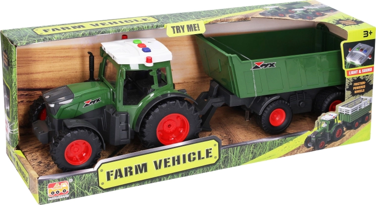Traktor s prikolico s svetlobnimi in zvočnimi učinki 42 cm