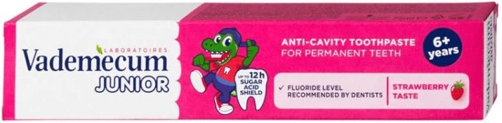 Vademecum Junior otroška zobna pasta jagoda 6+ 75 ml