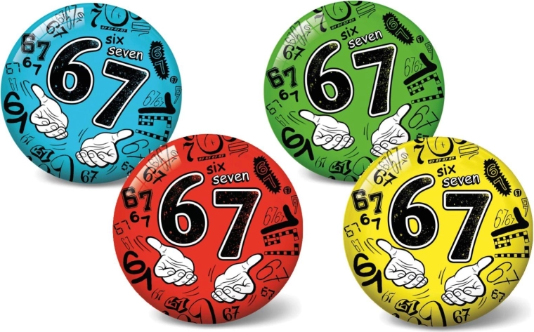 Napihljiva žoga 11 cm Six Seven – izobraževalna žogica s številkami, 4 barve