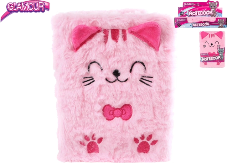 Glamour beležka s plišastim motivom mačke, 80 strani