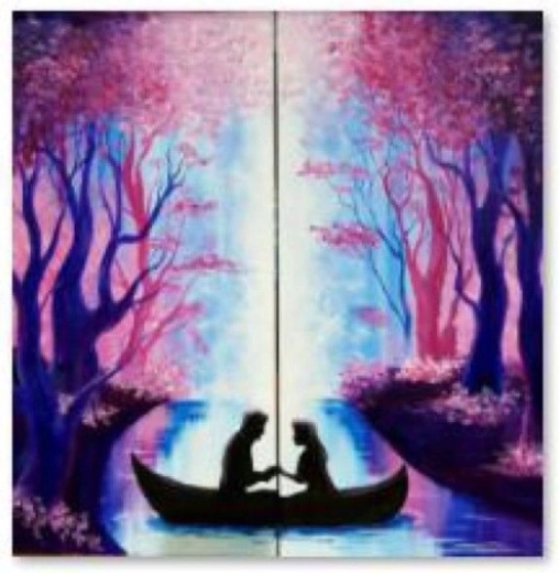 Diamantno slikanje (diamond painting) zaljubljeni par 30 × 30 cm - 1 kos