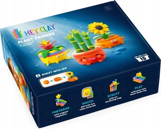 Ustvarjalni modelirni komplet HeyClay zeleni prijatelji z aplikacijo (15 paketkov)