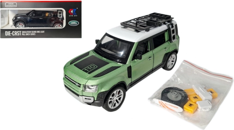 Land Rover Defender 1:24 kovinski model z lučmi in zvokom